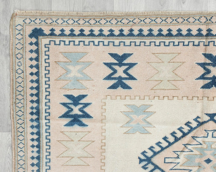 Beige Turkish Oushak Rug 5'6" x 7'1" Hand-Knotted | No. VR55622