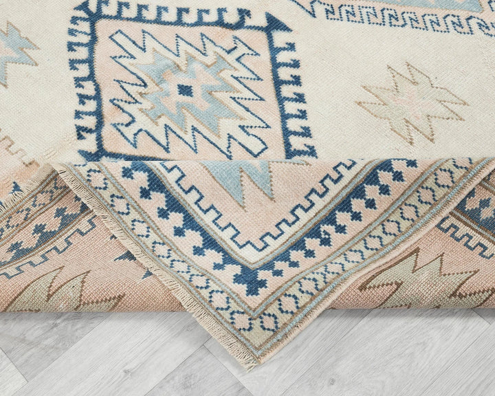 Beige Turkish Oushak Rug 5'6" x 7'1" Hand-Knotted | No. VR55622