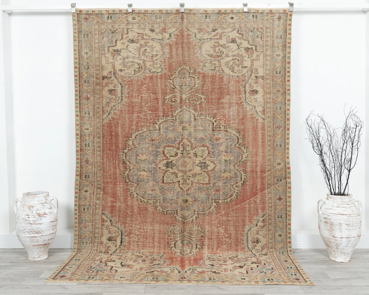 Multicolor Turkish Oushak Rug 5' 11" x 8' 8" Hand-Knotted | No. VR55771