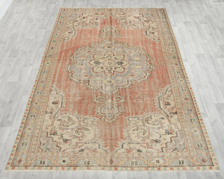 Multicolor Turkish Oushak Rug 5' 11" x 8' 8" Hand-Knotted | No. VR55771