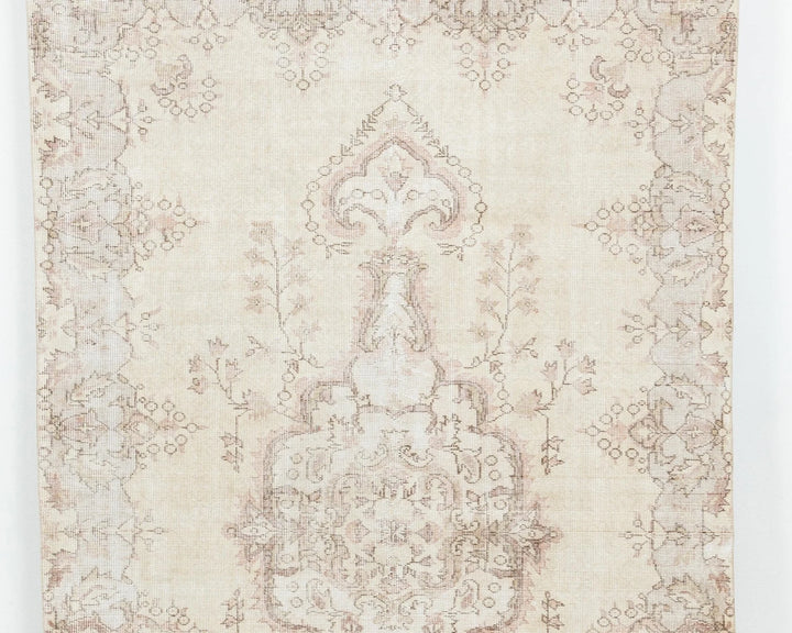 Beige Turkish Oushak Rug 9' 8" x 5' 9" Hand-Knotted | No. VR55801