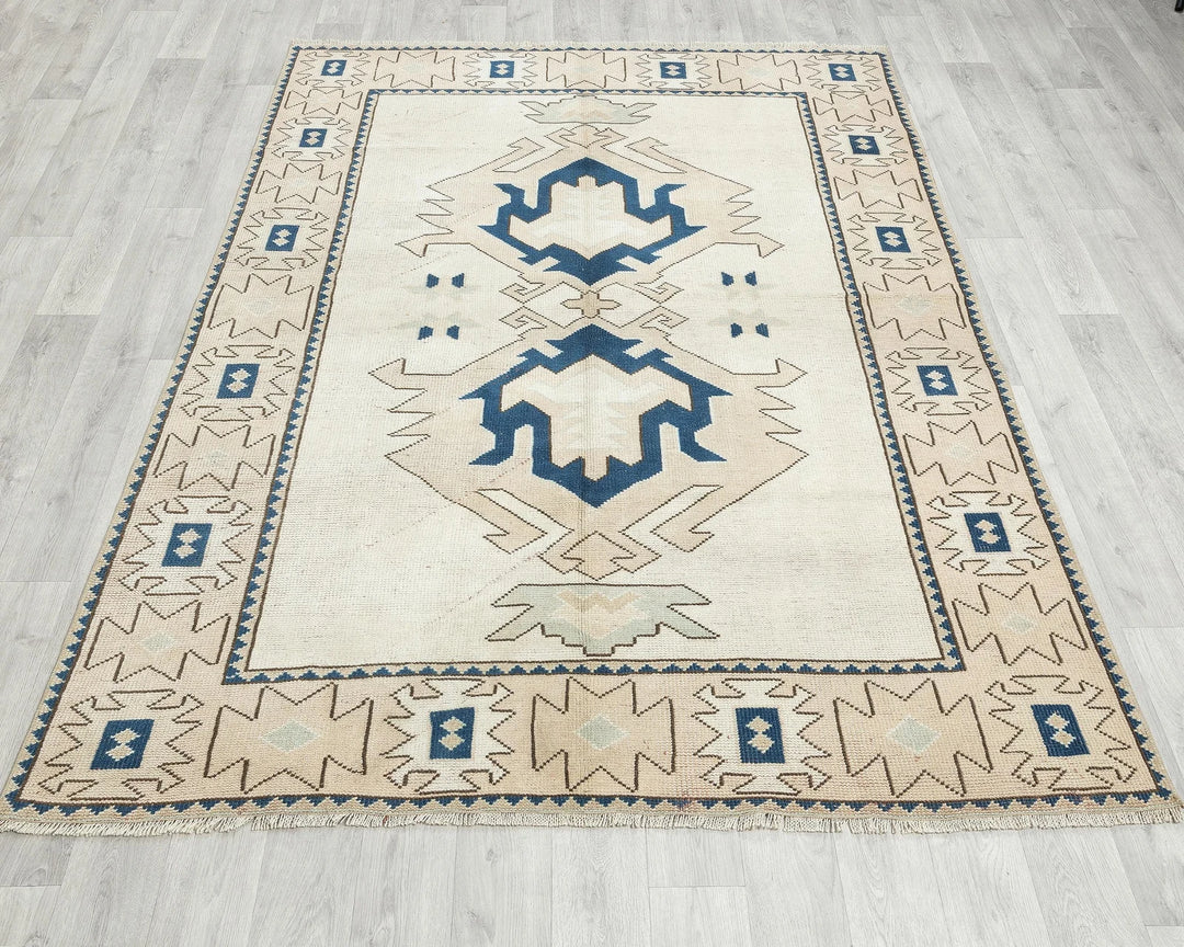 Multicolor Turkish Oushak Rug 5' 1" x 7' 1" Hand-Knotted view 9