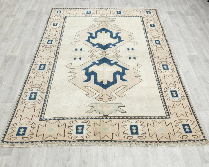 Multicolor Turkish Oushak Rug 5' 1" x 7' 1" Hand-Knotted view 9