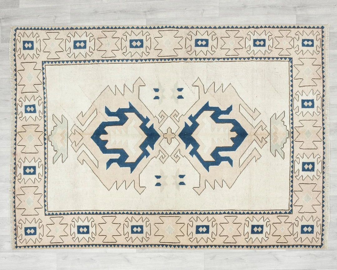 Multicolor Turkish Oushak Rug 5' 1" x 7' 1" Hand-Knotted reverse