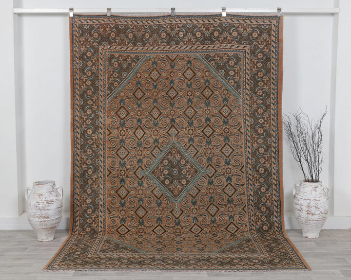 Multicolor Turkish Oushak Rug 6'9" x 9'6" Hand-Knotted | No. VR55904