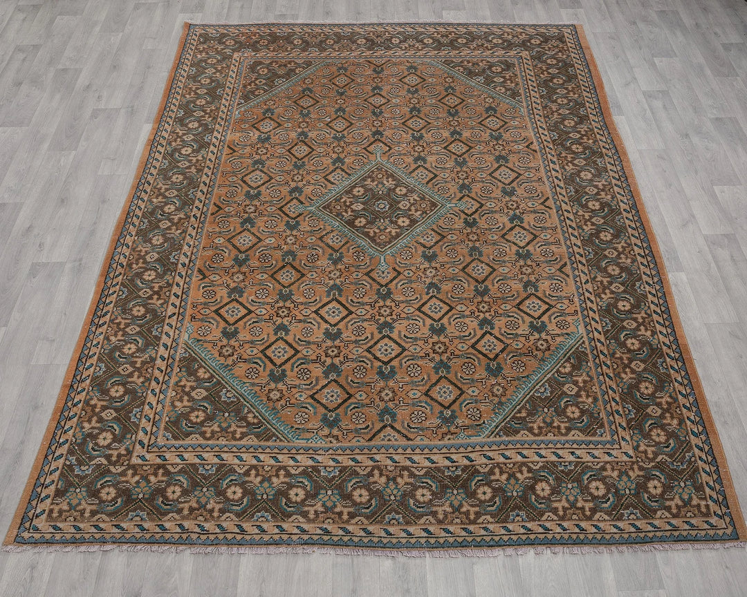 Multicolor Turkish Oushak Rug 6'9" x 9'6" Hand-Knotted | No. VR55904