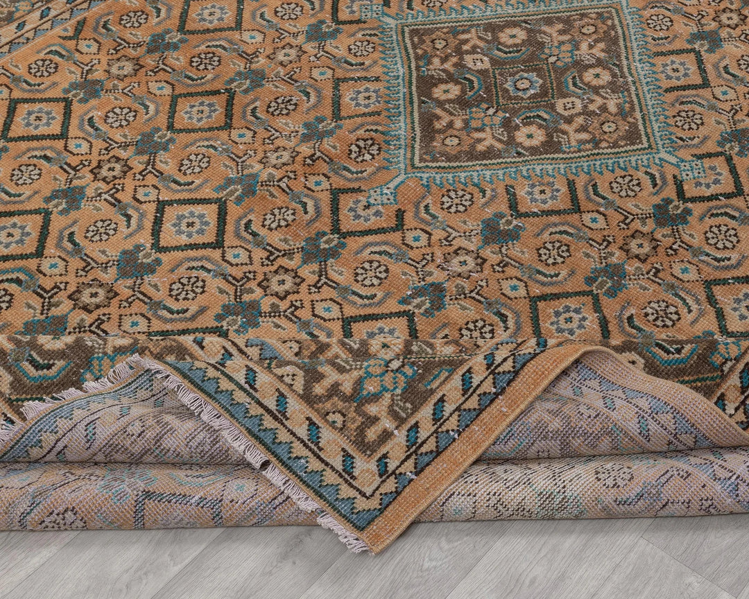 Multicolor Turkish Oushak Rug 6'9" x 9'6" Hand-Knotted | No. VR55904