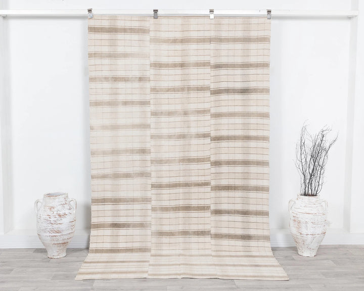 Beige Turkish Kilim Rug 5' 1" x 8' 6" Hand-Knotted | No. VR55935
