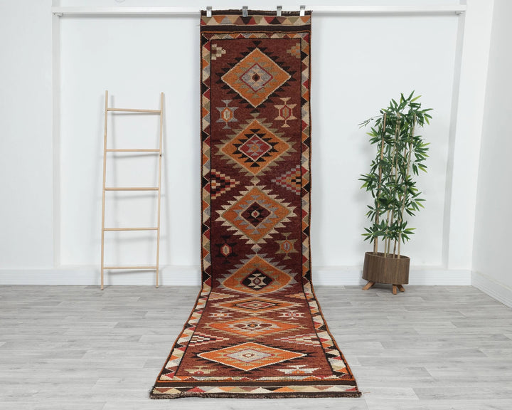 Multicolor Turkish Oushak Rug 13' 1" x 2' 11" Hand-Knotted | No. VR56120