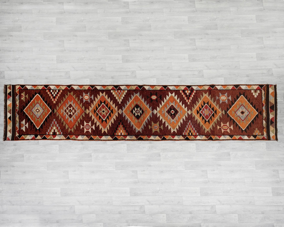 Multicolor Turkish Oushak Rug 13' 1" x 2' 11" Hand-Knotted | No. VR56120