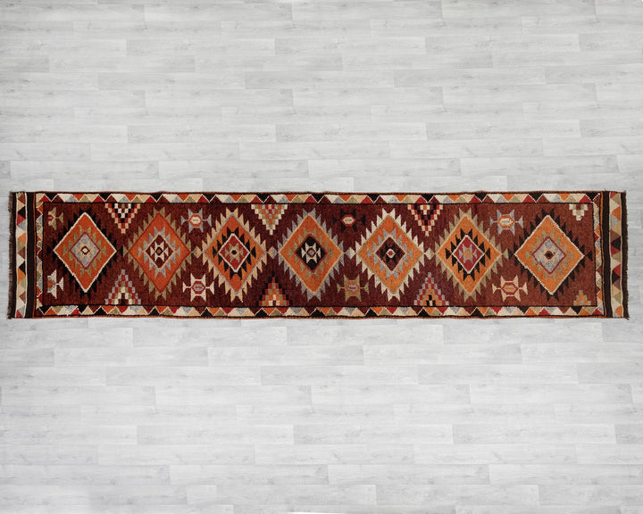 Multicolor Turkish Oushak Rug 13' 1" x 2' 11" Hand-Knotted | No. VR56120