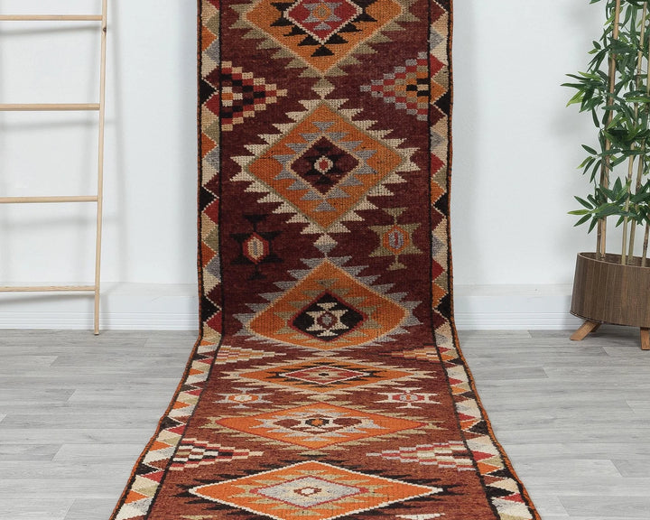 Multicolor Turkish Oushak Rug 13' 1" x 2' 11" Hand-Knotted | No. VR56120