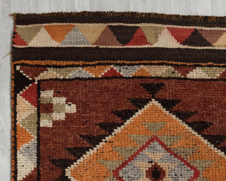 Multicolor Turkish Oushak Rug 13' 1" x 2' 11" Hand-Knotted | No. VR56120