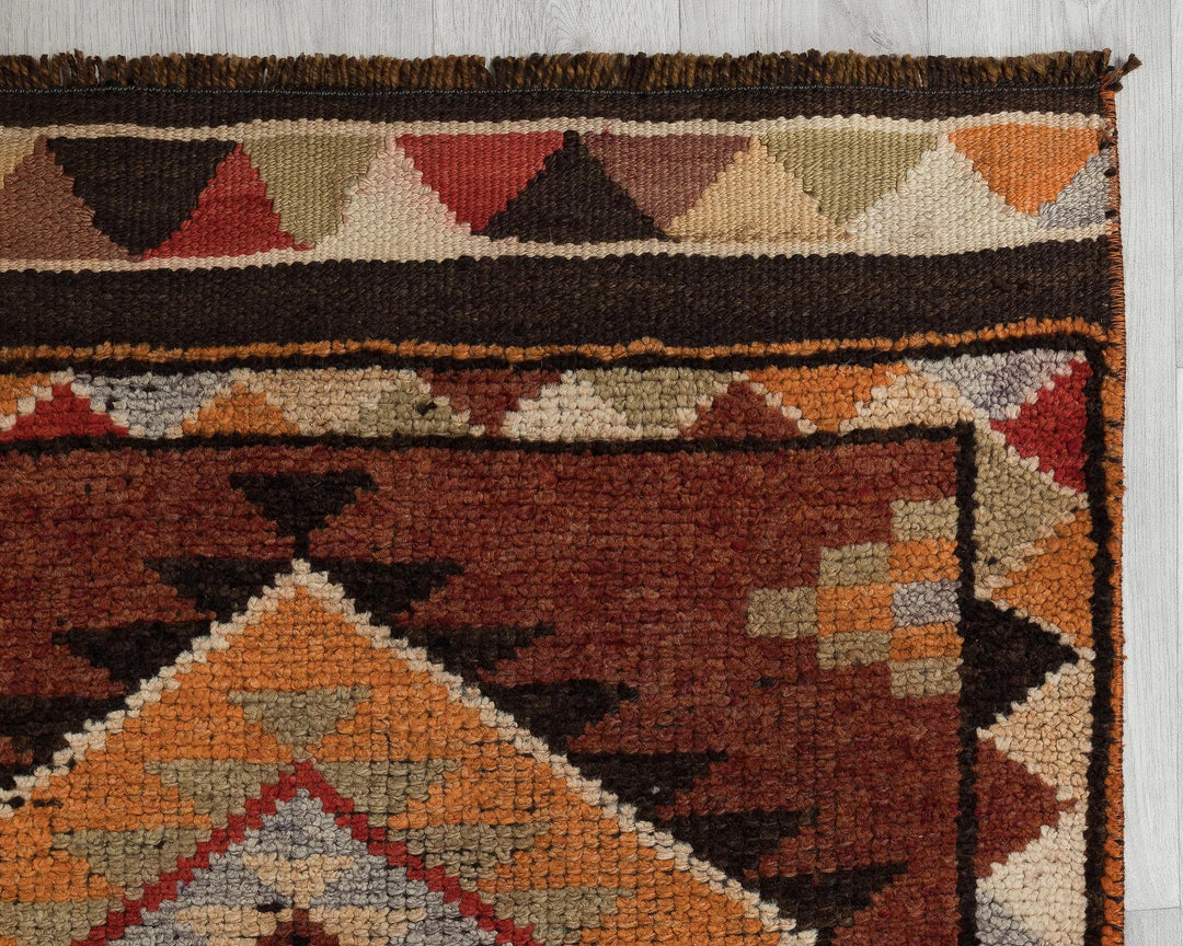 Multicolor Turkish Oushak Rug 13' 1" x 2' 11" Hand-Knotted | No. VR56120