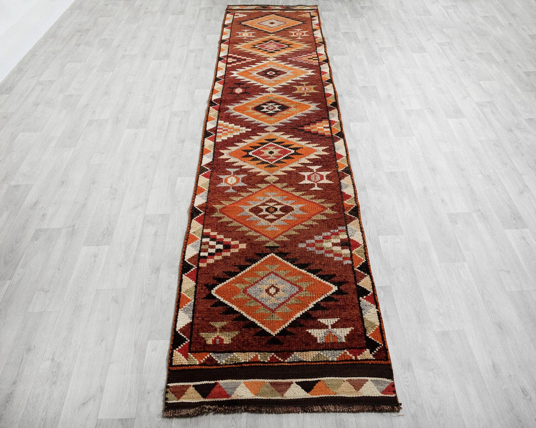 Multicolor Turkish Oushak Rug 13' 1" x 2' 11" Hand-Knotted | No. VR56120