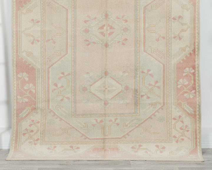 Beige Turkish Oushak Rug 7' 3" x 4' 3" Hand-Knotted | No. VR56282