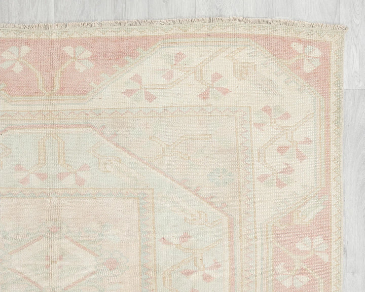 Beige Turkish Oushak Rug 7' 3" x 4' 3" Hand-Knotted | No. VR56282