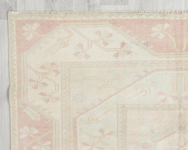Beige Turkish Oushak Rug 7' 3" x 4' 3" Hand-Knotted | No. VR56282
