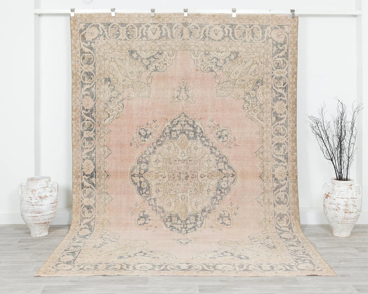 Pink Turkish Oushak Rug 6'10" x 10' Hand-Knotted | No. VR56407