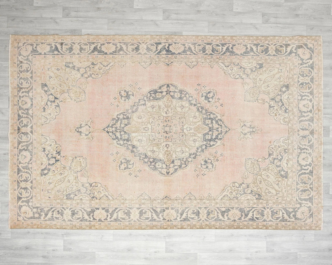 Pink Turkish Oushak Rug 6'10" x 10' Hand-Knotted | No. VR56407