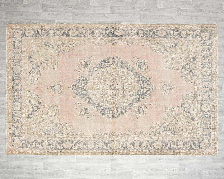 Pink Turkish Oushak Rug 6'10" x 10' Hand-Knotted | No. VR56407