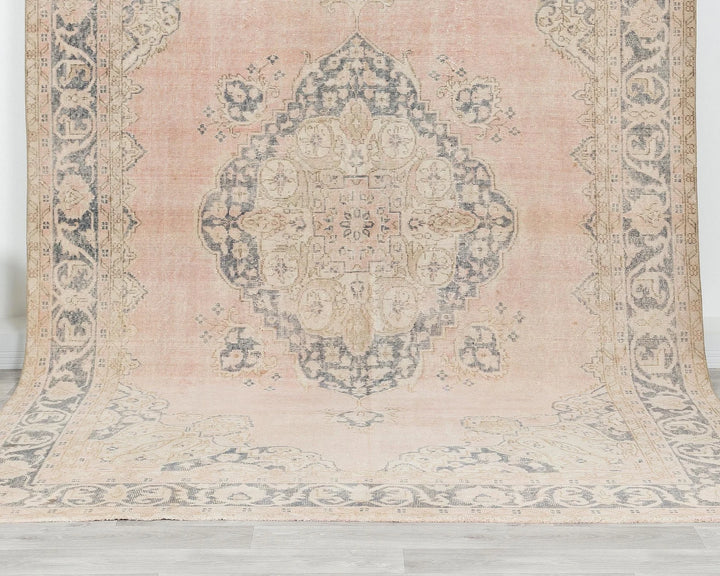 Pink Turkish Oushak Rug 6'10" x 10' Hand-Knotted | No. VR56407