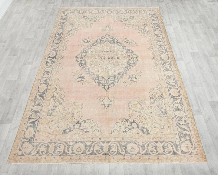 Pink Turkish Oushak Rug 6'10" x 10' Hand-Knotted | No. VR56407