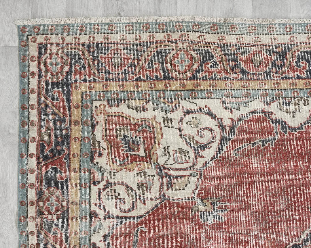 Multicolor Turkish Oushak Rug 10' 11" x 6' 9" Hand-Knotted | No. VR56456