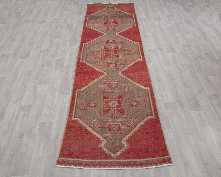 Red Turkish Oushak Rug 3' 1" x 10' 10" Hand-Knotted view 9