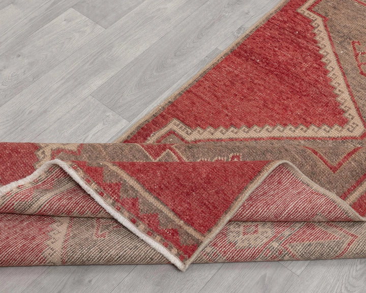 Red Turkish Oushak Rug 3' 1" x 10' 10" Hand-Knotted field
