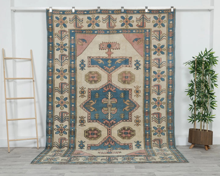Multicolor Turkish Oushak Rug 6' 11" x 9' 6" Hand-Knotted | No. VR56619