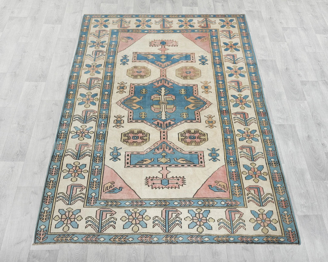 Multicolor Turkish Oushak Rug 6' 11" x 9' 6" Hand-Knotted | No. VR56619