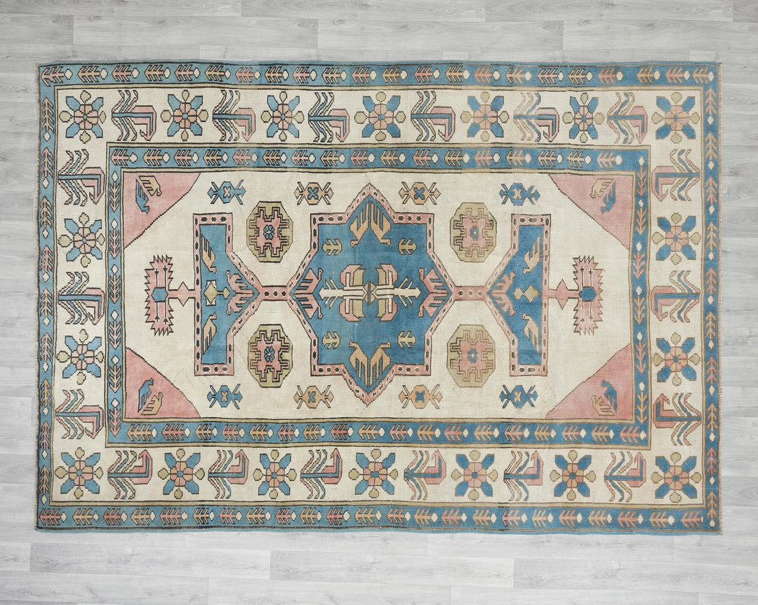 Multicolor Turkish Oushak Rug 6' 11" x 9' 6" Hand-Knotted | No. VR56619
