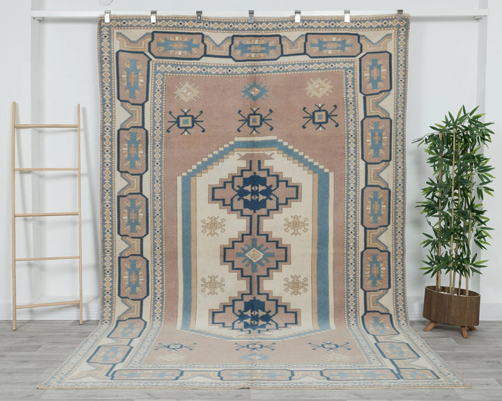 Multicolor Turkish Oushak Rug 6' 11" x 9' 10" Hand-Knotted | No. VR56620