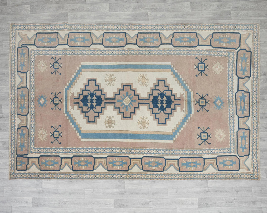 Multicolor Turkish Oushak Rug 6' 11" x 9' 10" Hand-Knotted | No. VR56620