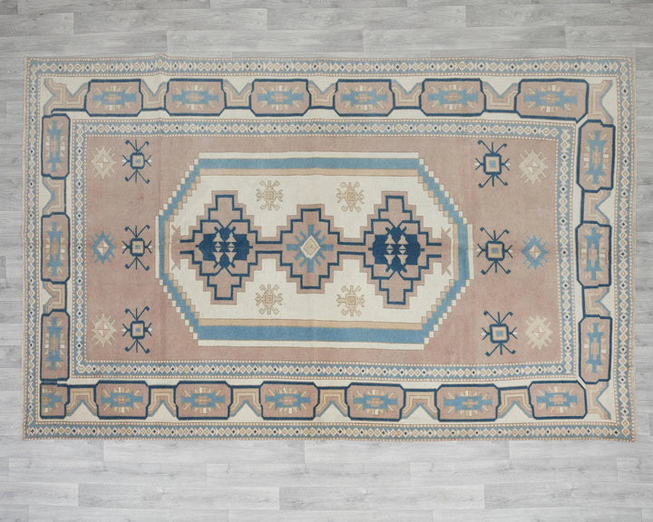 Multicolor Turkish Oushak Rug 6' 11" x 9' 10" Hand-Knotted | No. VR56620
