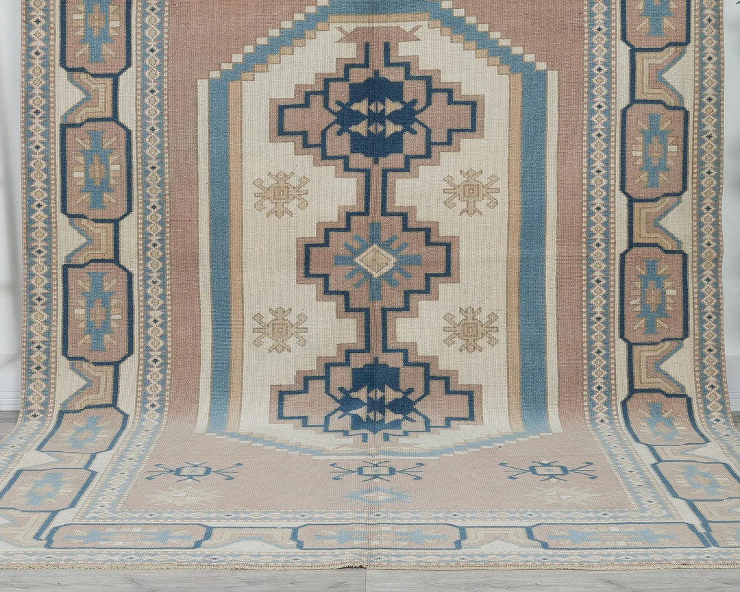 Multicolor Turkish Oushak Rug 6' 11" x 9' 10" Hand-Knotted | No. VR56620