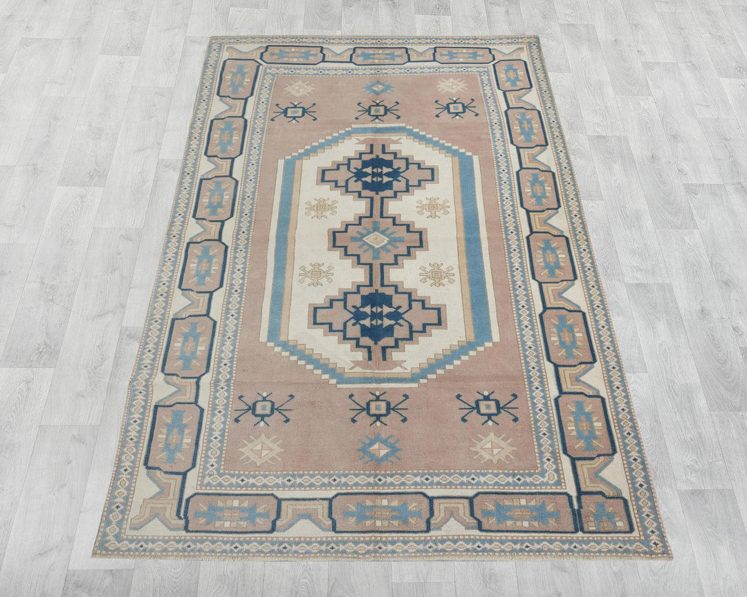 Multicolor Turkish Oushak Rug 6' 11" x 9' 10" Hand-Knotted | No. VR56620