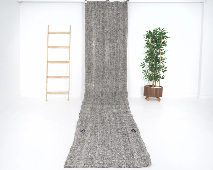 Gray Turkish Kilim Rug 2'8" x 22'7" Flat-Weave | No. VR56679