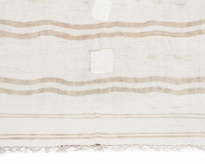 White Turkish Kilim Rug 5' 11" x 9' Flat-Weave | No. VR56817