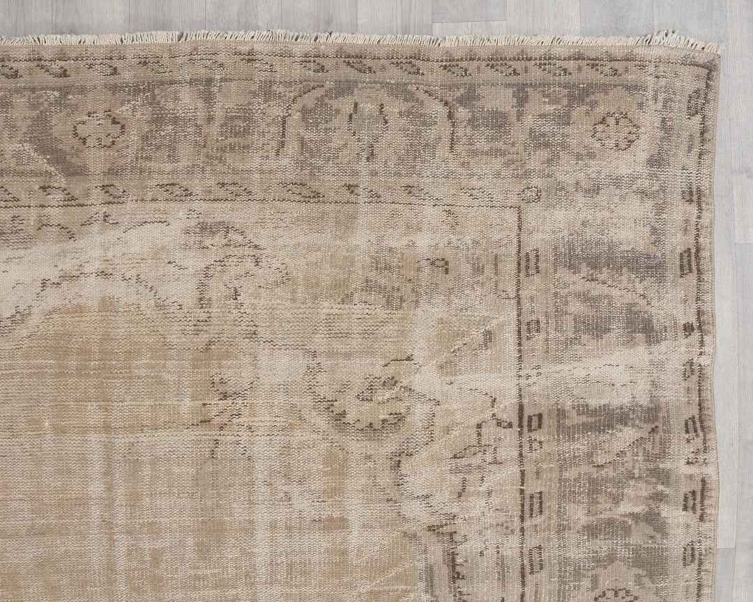 Beige Turkish Oushak Rug 6'8" x 10' Hand-Knotted | No. VR56835