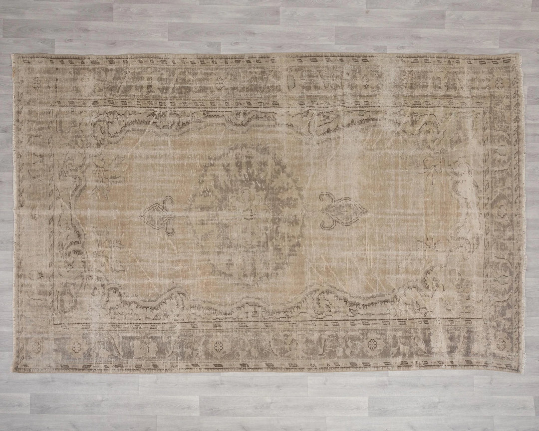 Beige Turkish Oushak Rug 6'8" x 10' Hand-Knotted | No. VR56835