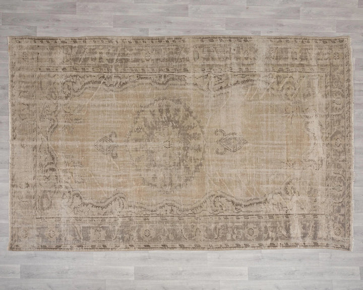 Beige Turkish Oushak Rug 6'8" x 10' Hand-Knotted | No. VR56835