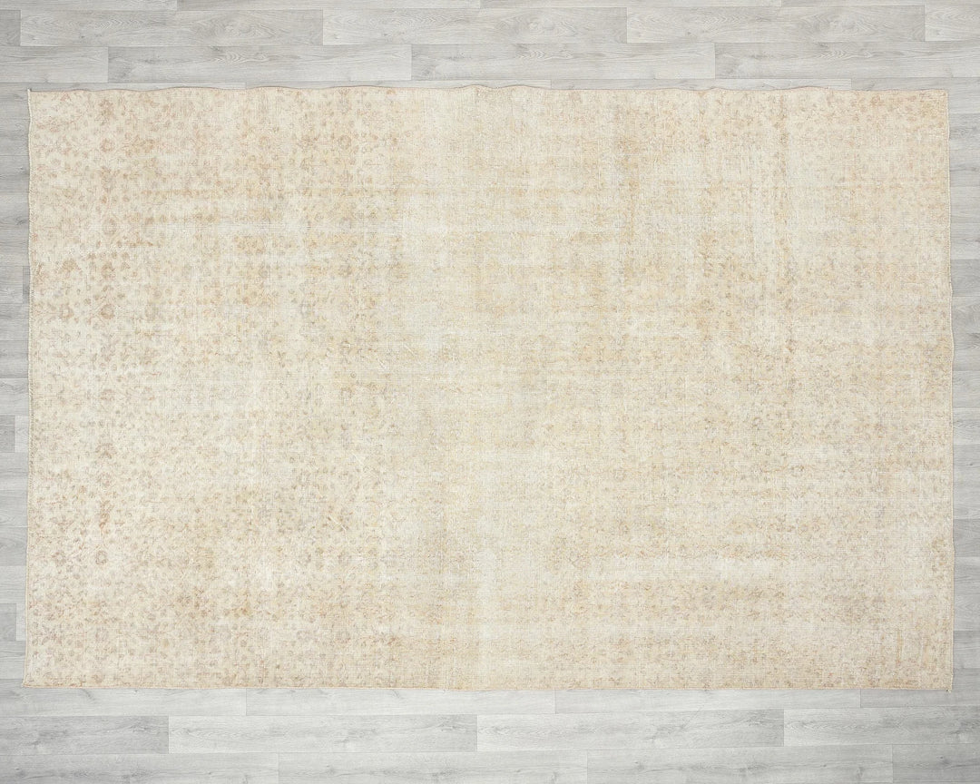 Beige Turkish Oushak Rug 6'7" x 9'10" Hand-Knotted | No. VR56890