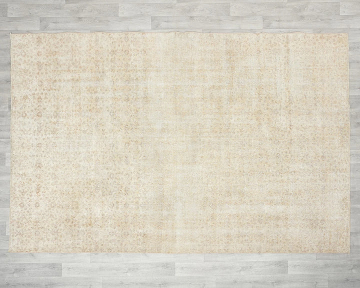 Beige Turkish Oushak Rug 6'7" x 9'10" Hand-Knotted | No. VR56890