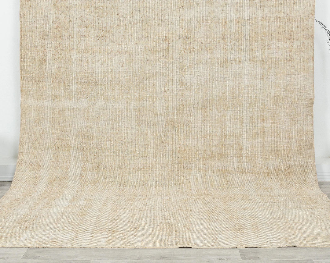 Beige Turkish Oushak Rug 6'7" x 9'10" Hand-Knotted | No. VR56890