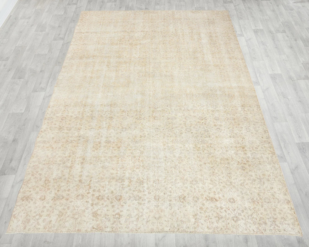 Beige Turkish Oushak Rug 6'7" x 9'10" Hand-Knotted | No. VR56890