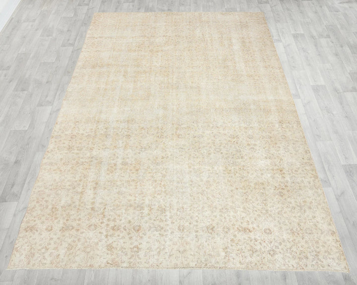 Beige Turkish Oushak Rug 6'7" x 9'10" Hand-Knotted | No. VR56890