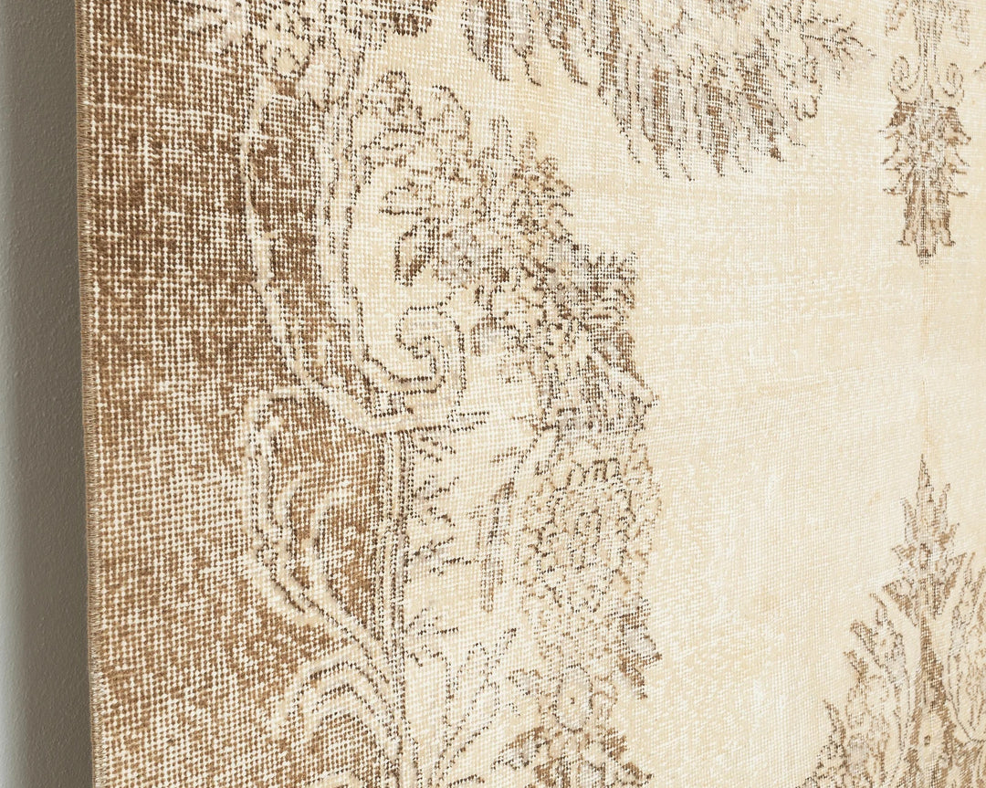 Beige Turkish Oushak Rug 6'10" x 10'8" Hand-Knotted | No. VR56937