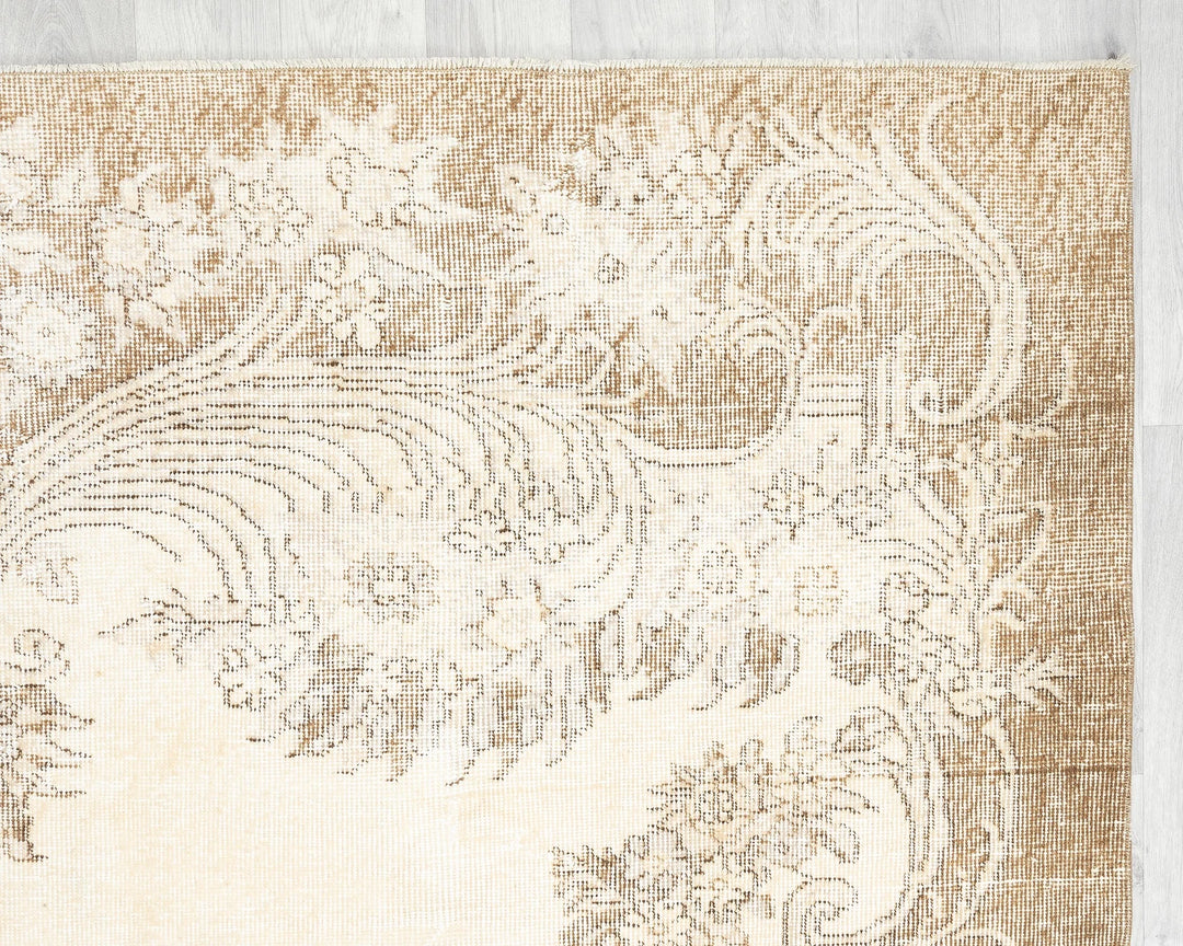 Beige Turkish Oushak Rug 6'10" x 10'8" Hand-Knotted | No. VR56937